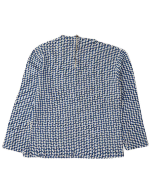 Vintage Womens 3/4 Sleeve Blouse Top IT 46 Large Blue Houndstooth