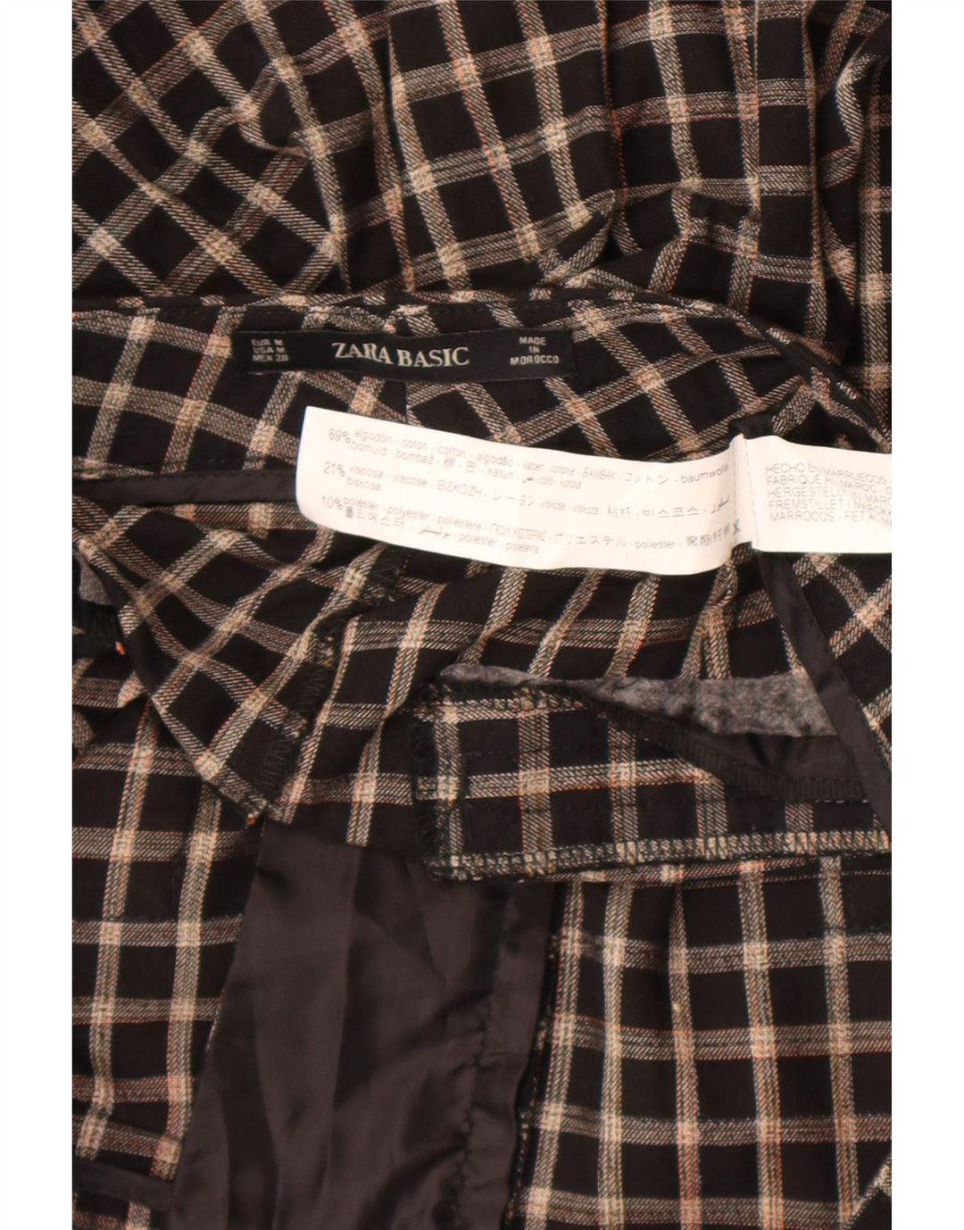 Kurze Hose von Zara für Damen, mittelgroß, W28, L23, schwarz karierte Baumwolle