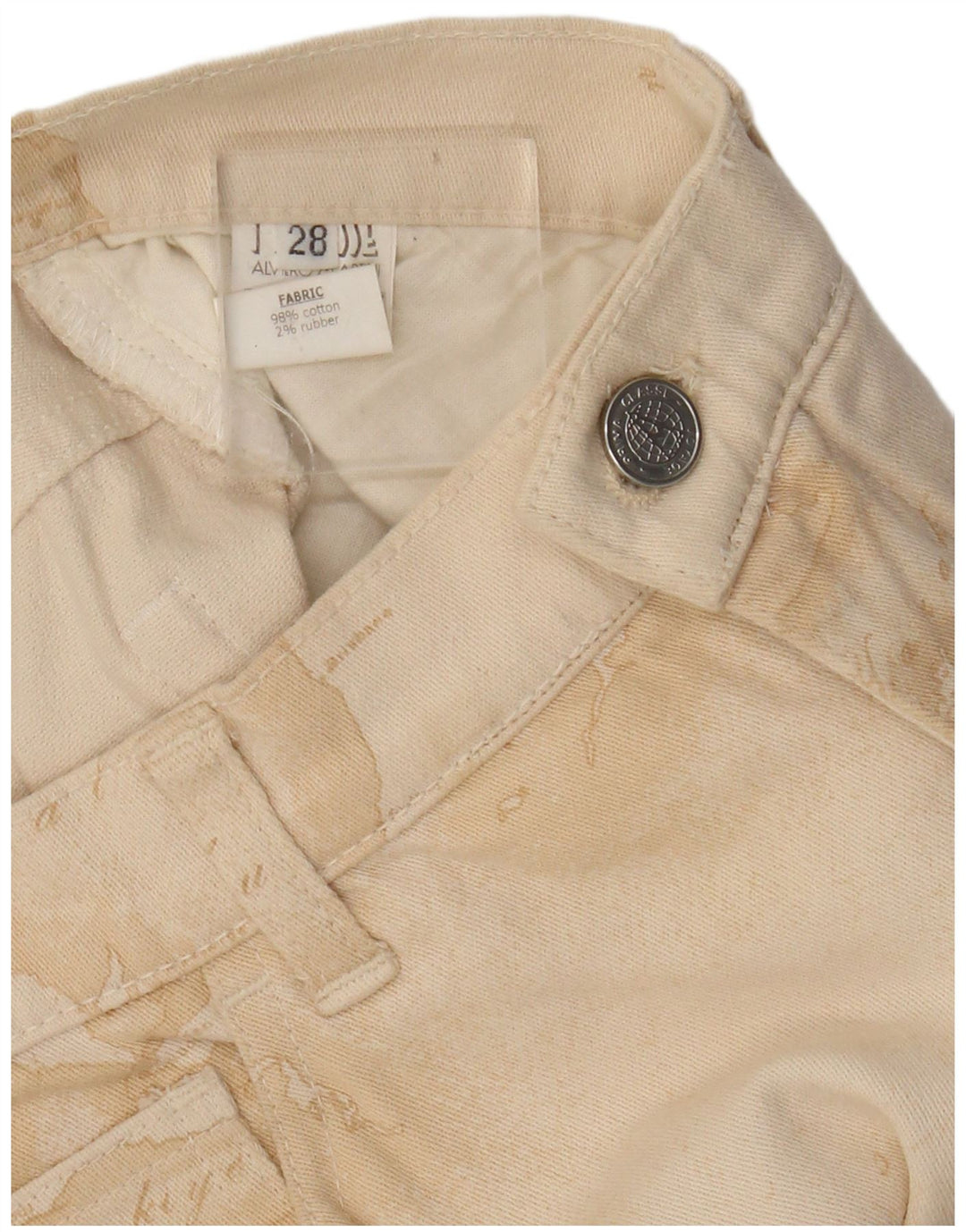 ALVIERO MARTINI Damen-Freizeithose mit abstraktem Muster, W28, L30, Beige