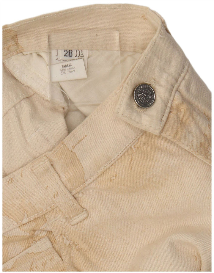 ALVIERO MARTINI Damen-Freizeithose mit abstraktem Muster, W28, L30, Beige