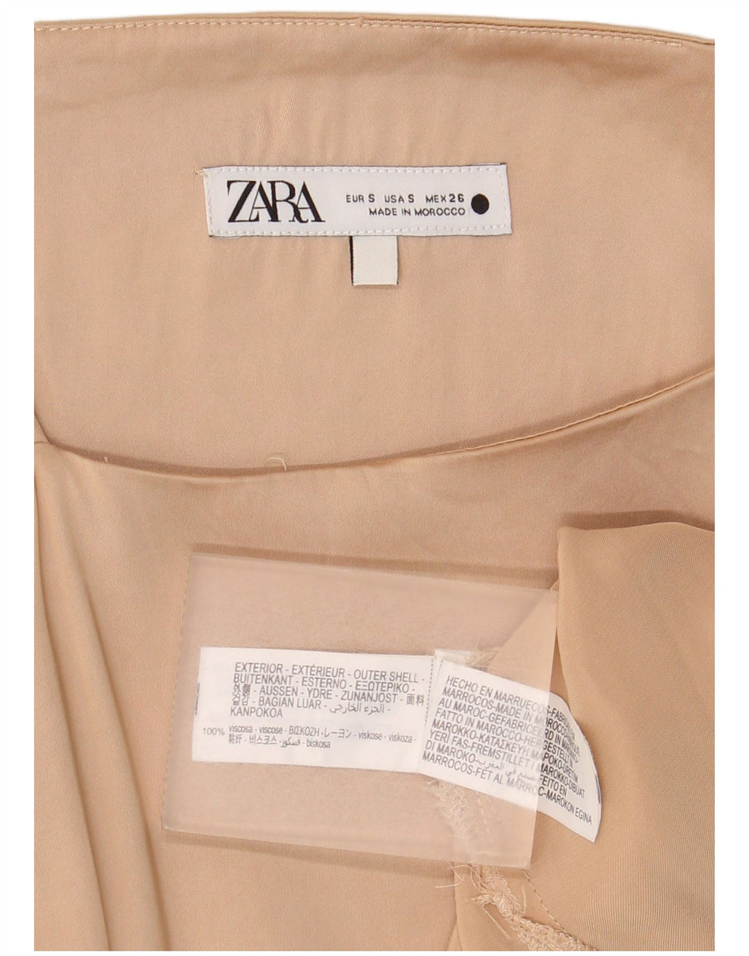 Zara Damen Cami Top UK 10 Small Beige Viskose