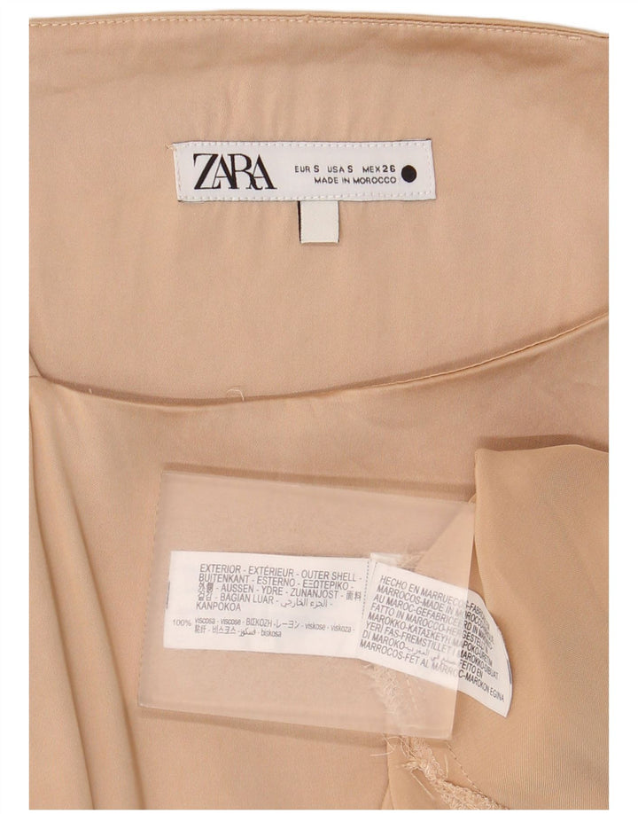 Zara Damen Cami Top UK 10 Small Beige Viskose