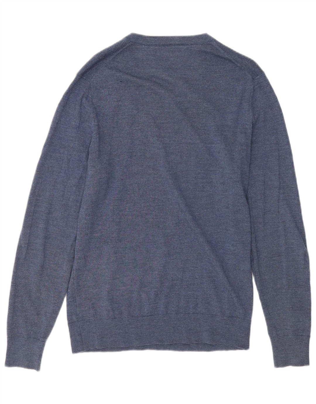 Tommy Hilfiger Herren-Pullover mit V-Ausschnitt aus mittelblauer Merinowolle