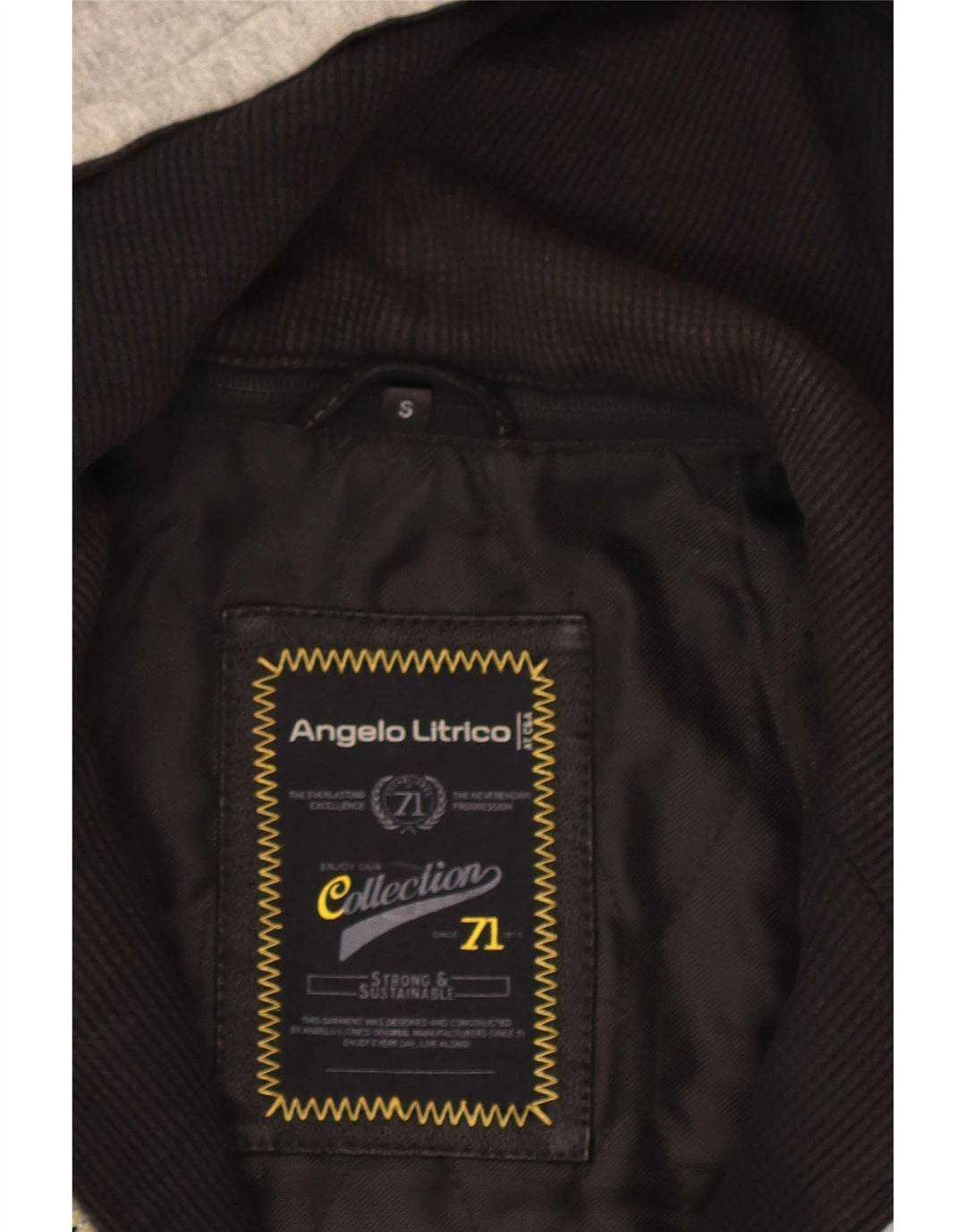 Angelo Litrico Herren-Lederjacke mit Kapuze, UK 36, Small, Schwarz, Farbblock