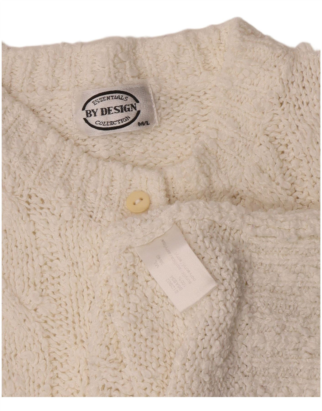 Vintage Damen-Pullover mit Knopfkragen, UK 14, Mittelweiß, Acryl