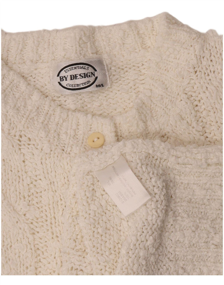Vintage Damen-Pullover mit Knopfkragen, UK 14, Mittelweiß, Acryl