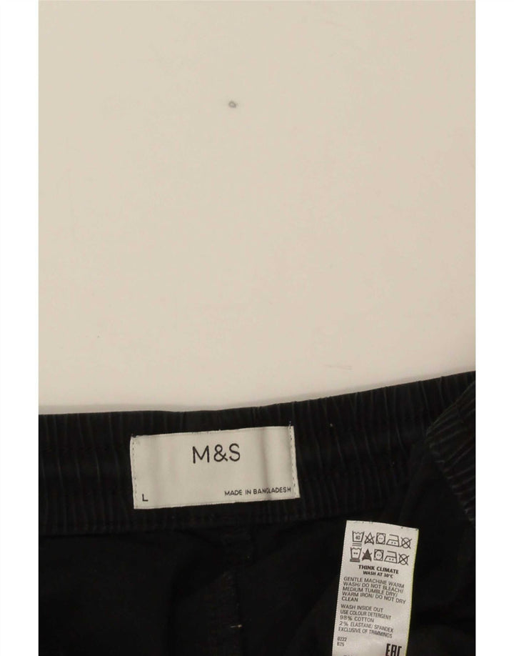 Marks & Spencer Herren-Chinoshorts, Größe L, W34, schwarze Baumwolle
