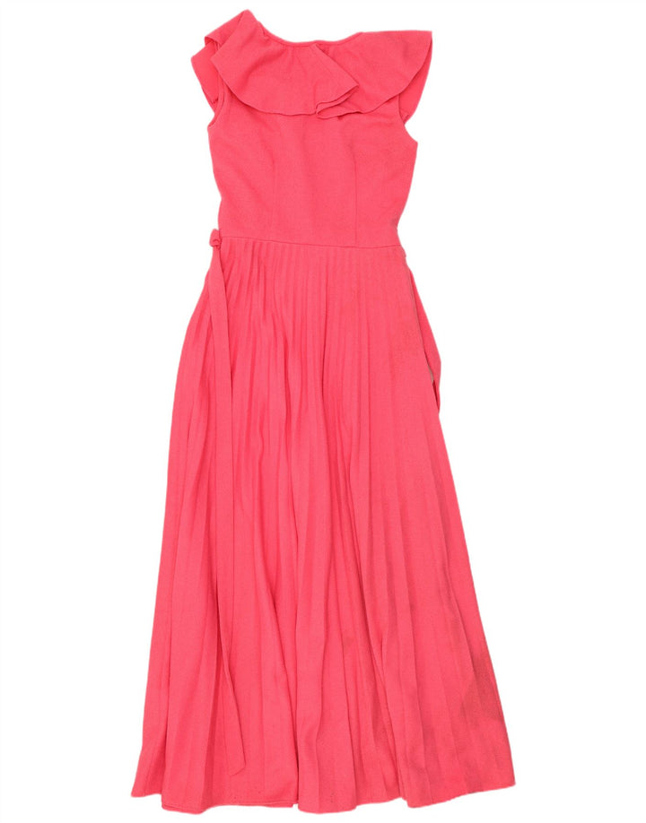 Vintage Damen Ärmelloses Maxikleid UK 12 Mittelrosa