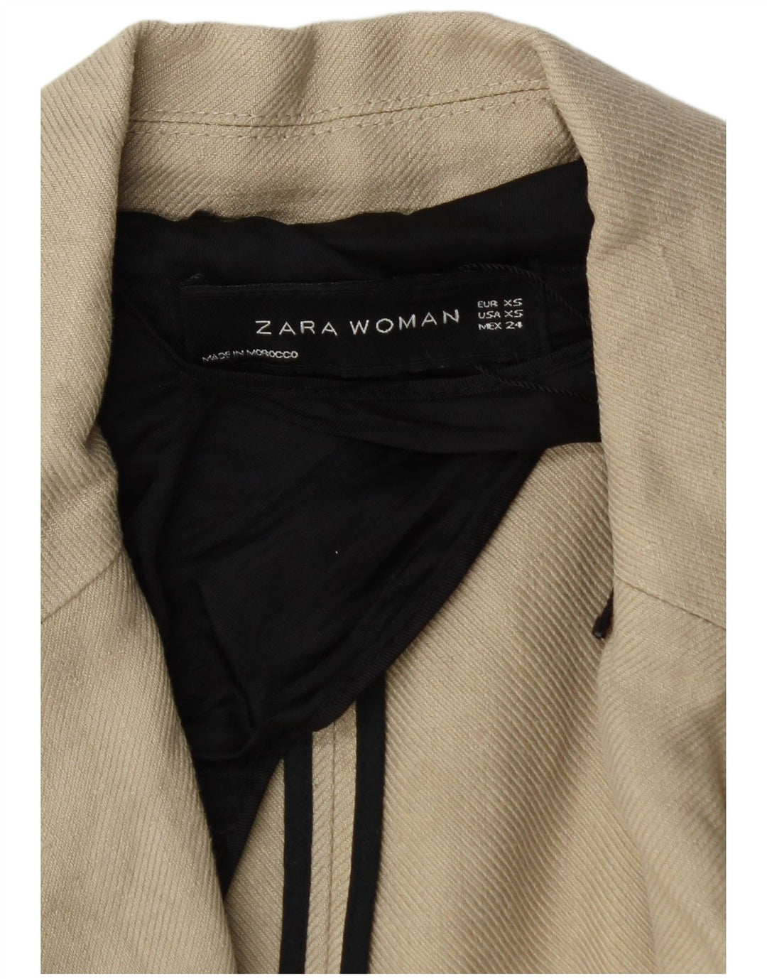 Zara Damen Zweireihiger Mantel UK 6 XS Beige Leinen