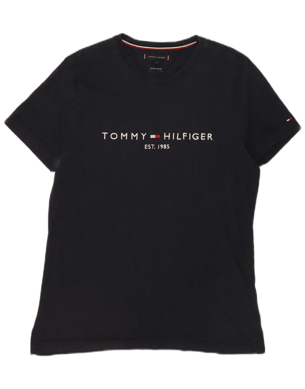 Tommy Hilfiger Herren-T-Shirt mit Grafik, mittelmarineblaue Baumwolle