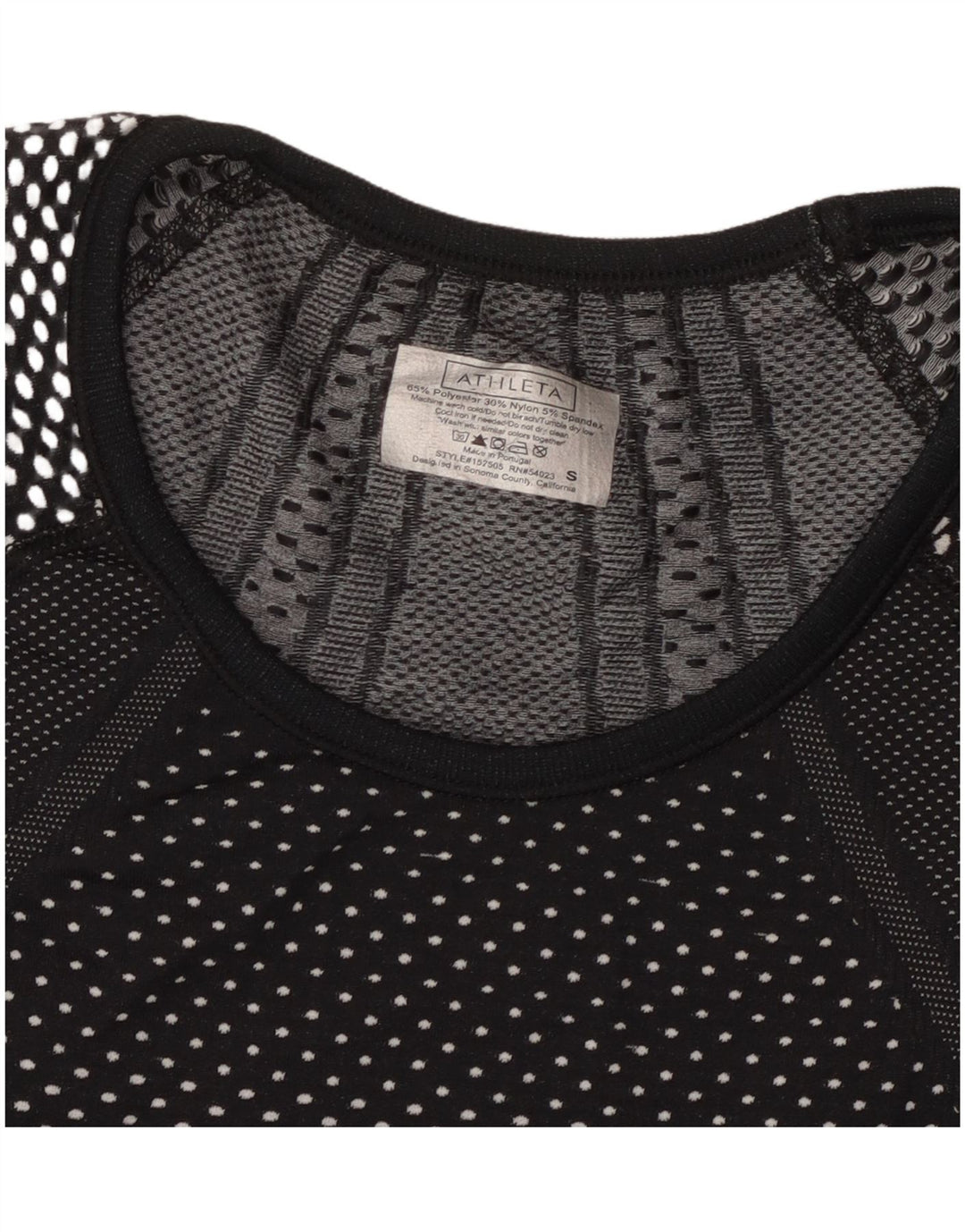 ATHLETA Damen T-Shirt Top UK 8 Small Schwarz gepunktetes Polyester