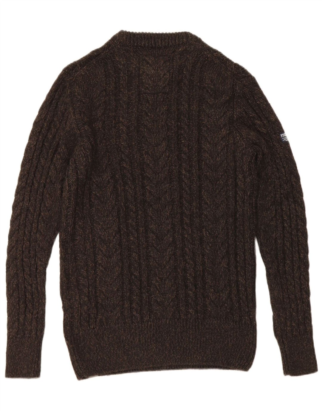 Superdry Herren-Pullover mit Rundhalsausschnitt, Mittelbraun geflecktes Acryl