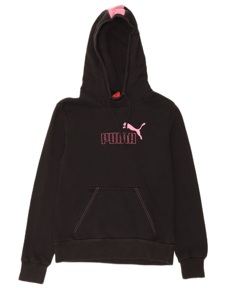 Puma Damen Graphic Hoodie Pullover UK 12 Medium Schwarz