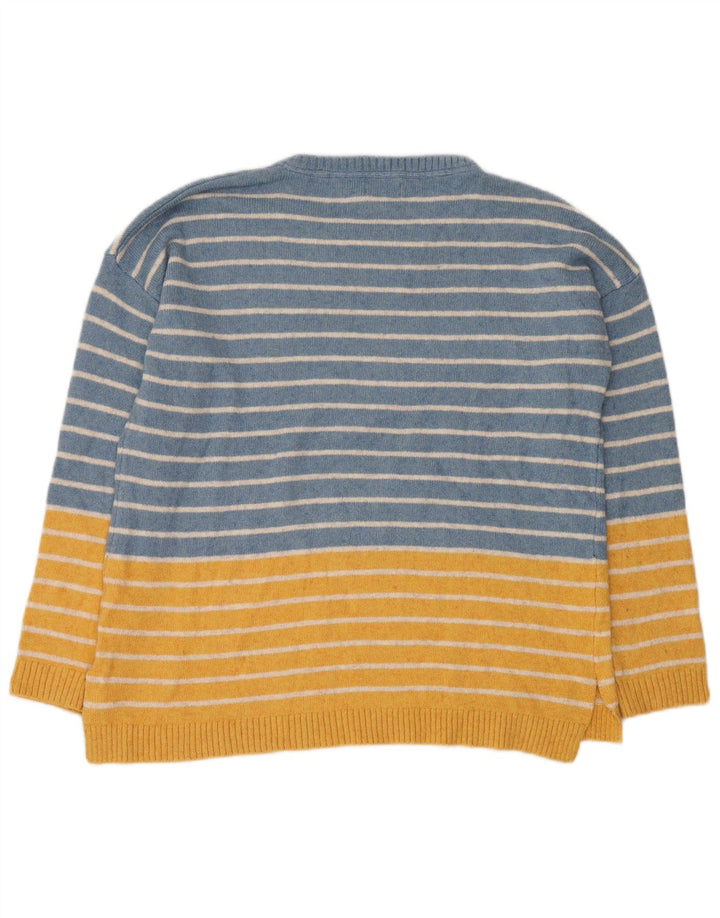 FAT FACE Damen Pullover mit Rundhalsausschnitt, UK 12, mittelblau gestreift