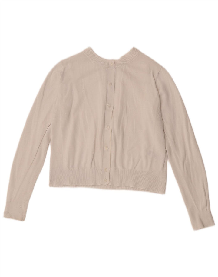 Marks & Spencer Damen Crop Cardigan Pullover UK 10 Small Weiße Baumwolle