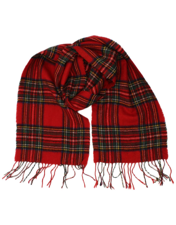 Vintage Herren-Rechteckschal, Einheitsgröße, rot kariertes Lammwoll-Klassiker