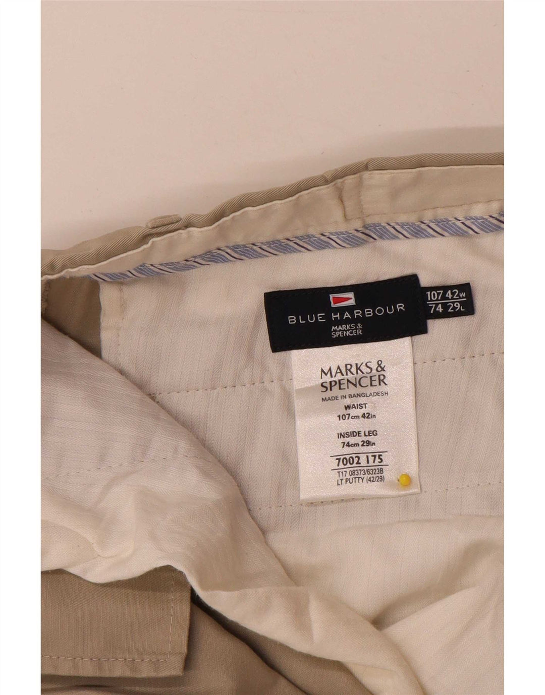 Marks & Spencer Herren Blue Harbour Straight Anzughose W42 L29 Beige