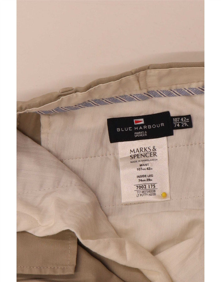 Marks & Spencer Herren Blue Harbour Straight Anzughose W42 L29 Beige