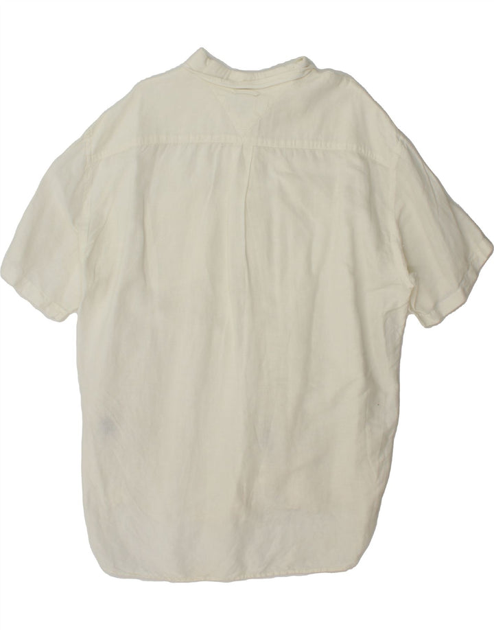 TOMMY HILFIGER Mens Short Sleeve Shirt 2XL White Vintage Tommy Hilfiger and Second-Hand Tommy Hilfiger from Messina Hembry 