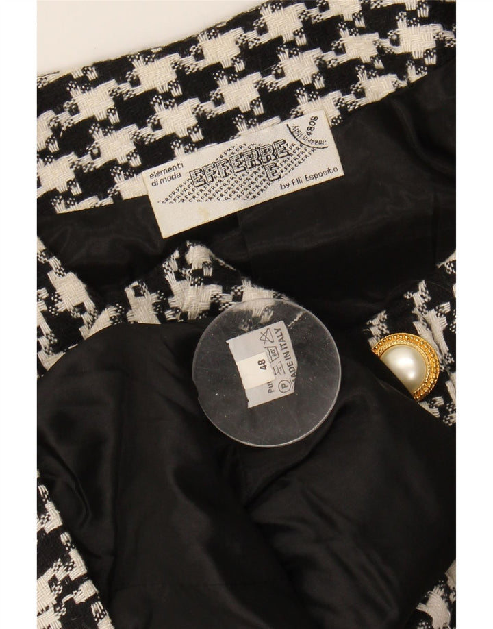 VINTAGE Womens 3 Button Blazer Jacket IT 48 XL Black Houndstooth Wool Vintage Vintage and Second-Hand Vintage from Messina Hembry 