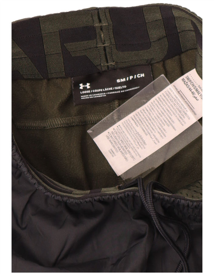 UNDER ARMOUR Mens Tracksuit Trousers Joggers Small  Khaki Colourblock