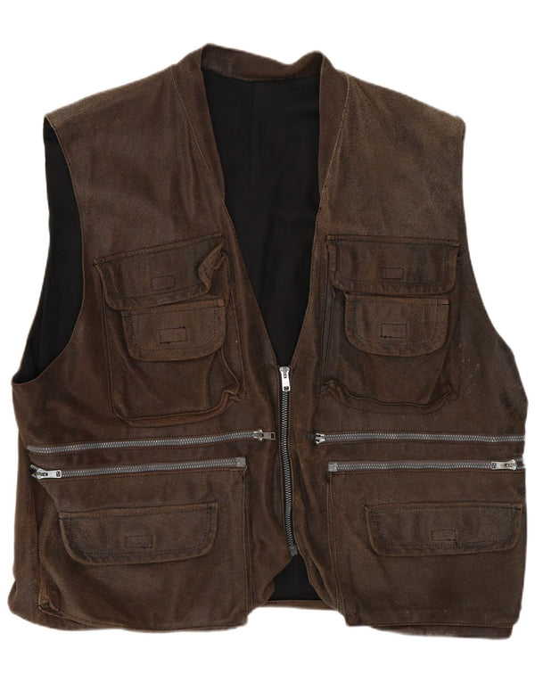 Vintage Herren Utility Gilet UK 42 XL Braun