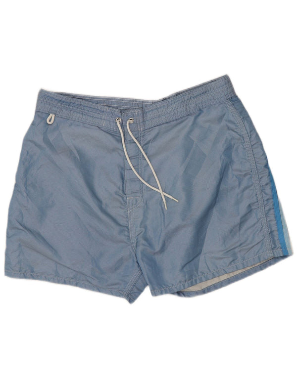 Sundek Herren-Badeshorts aus mittelblauem, geometrischem Nylon
