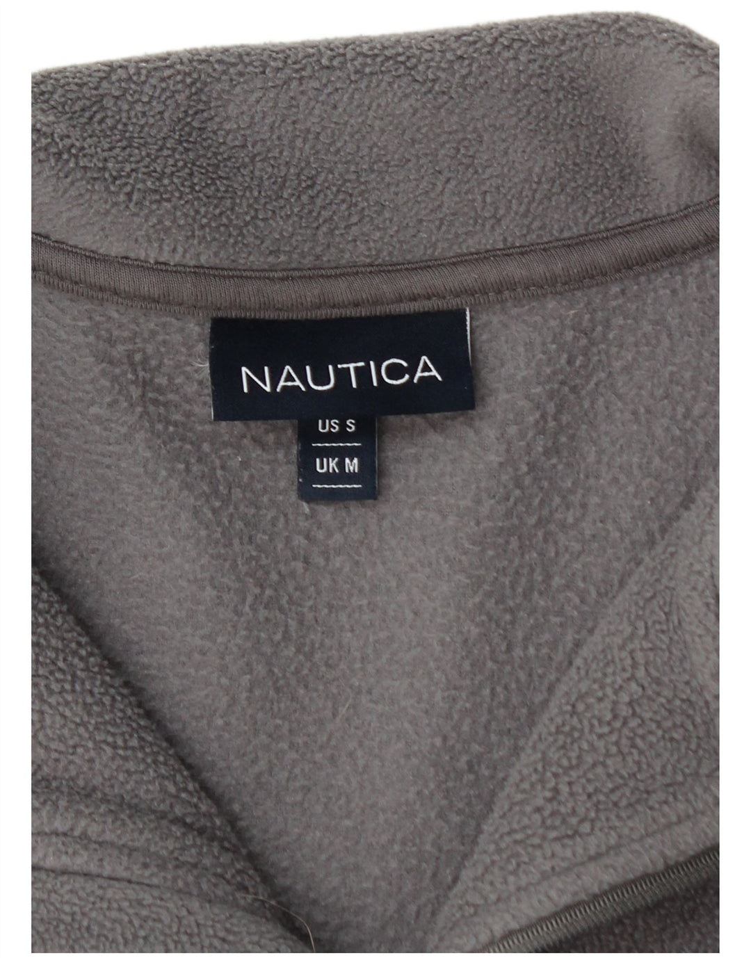 NAUTICA Mens Graphic Zip Neck Fleece Jumper Medium Grey Polyester