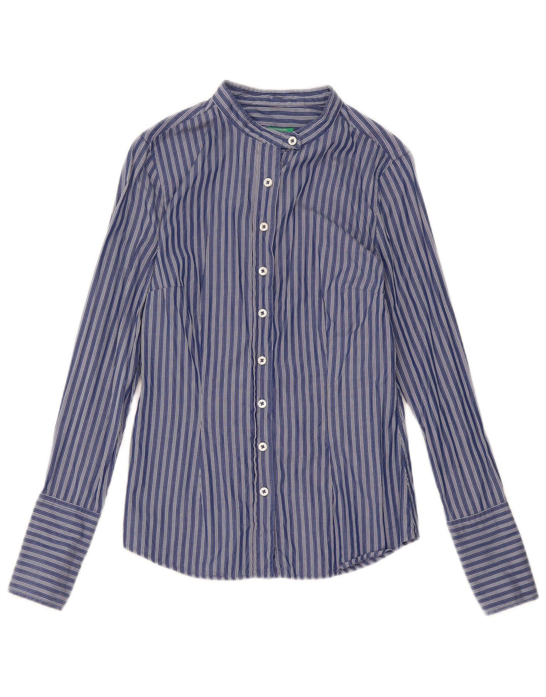 Benetton Damenhemd UK 10 Small Marineblau gestreift