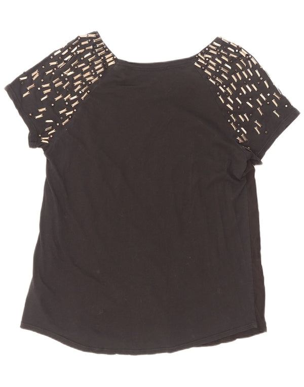 Max Mara Damen Weekend T-Shirt Top UK 12 Mittelschwarze Baumwolle