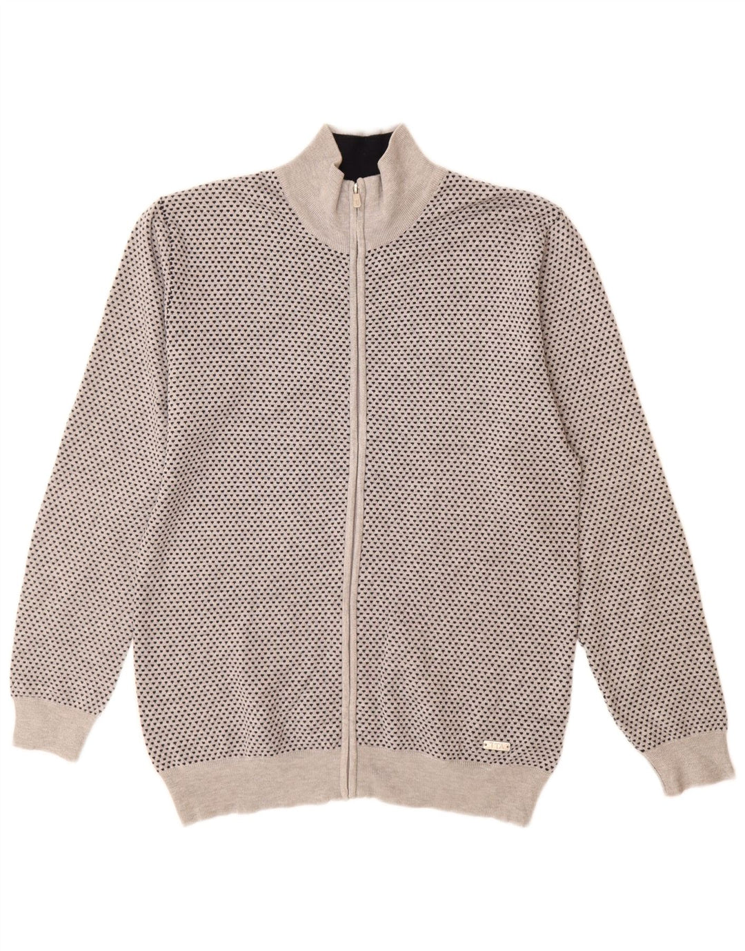 Trussardi Herren-Strickjacke, groß, grau gepunktete Viskose