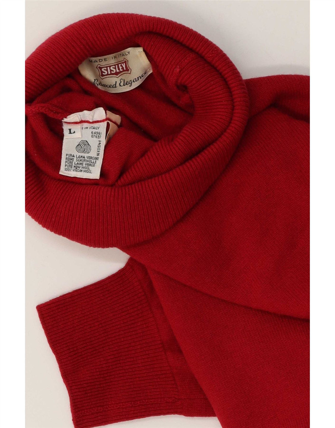 Sisley Rollkragenpullover für Herren, groß, rote Schurwolle