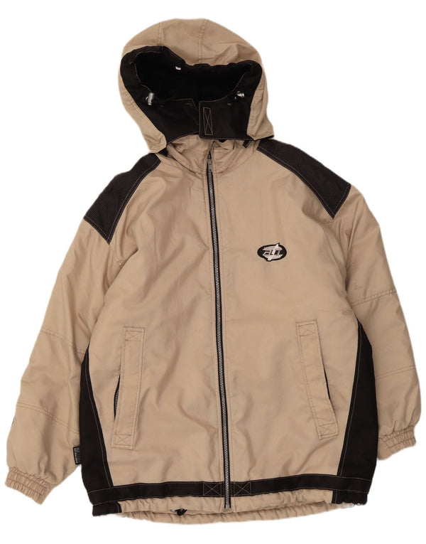 Astrolabio Herren-Windjacke mit Kapuze, UK 46 3XL, Beige, Farbblock