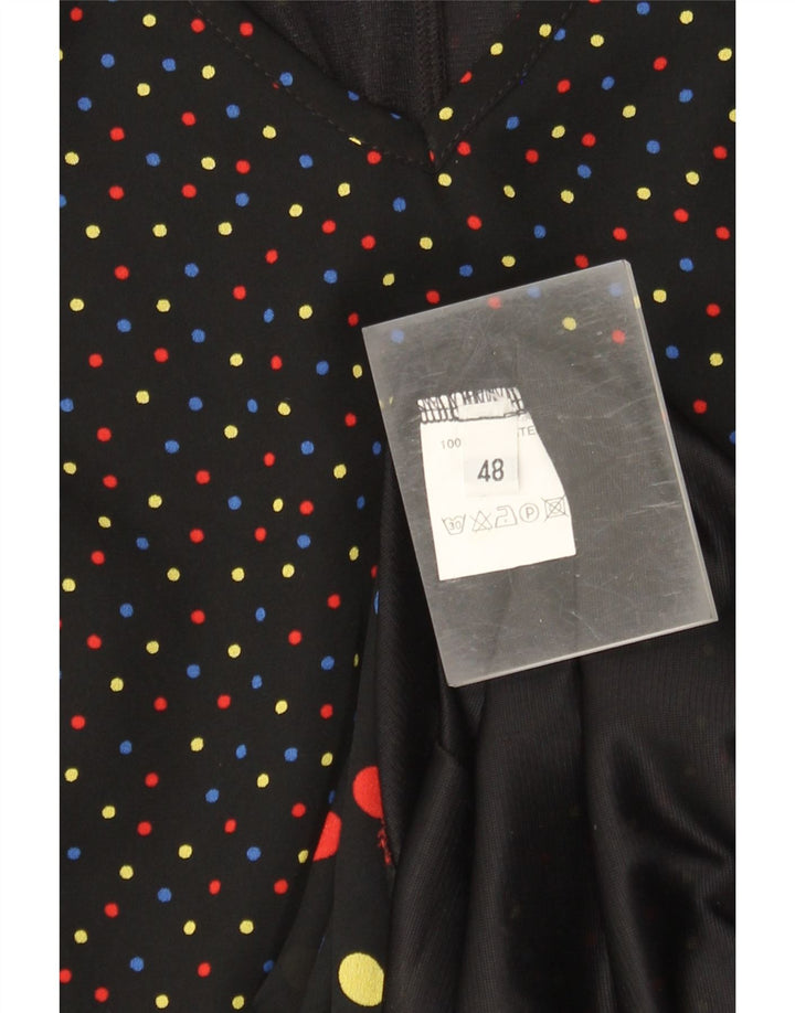 Vintage Damen A-Linie Kleid IT 48 XL Schwarz geflecktes Polyester