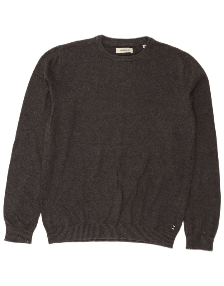 Jack & Jones Herren-Pullover mit Rundhalsausschnitt, Größe S, graue Baumwolle