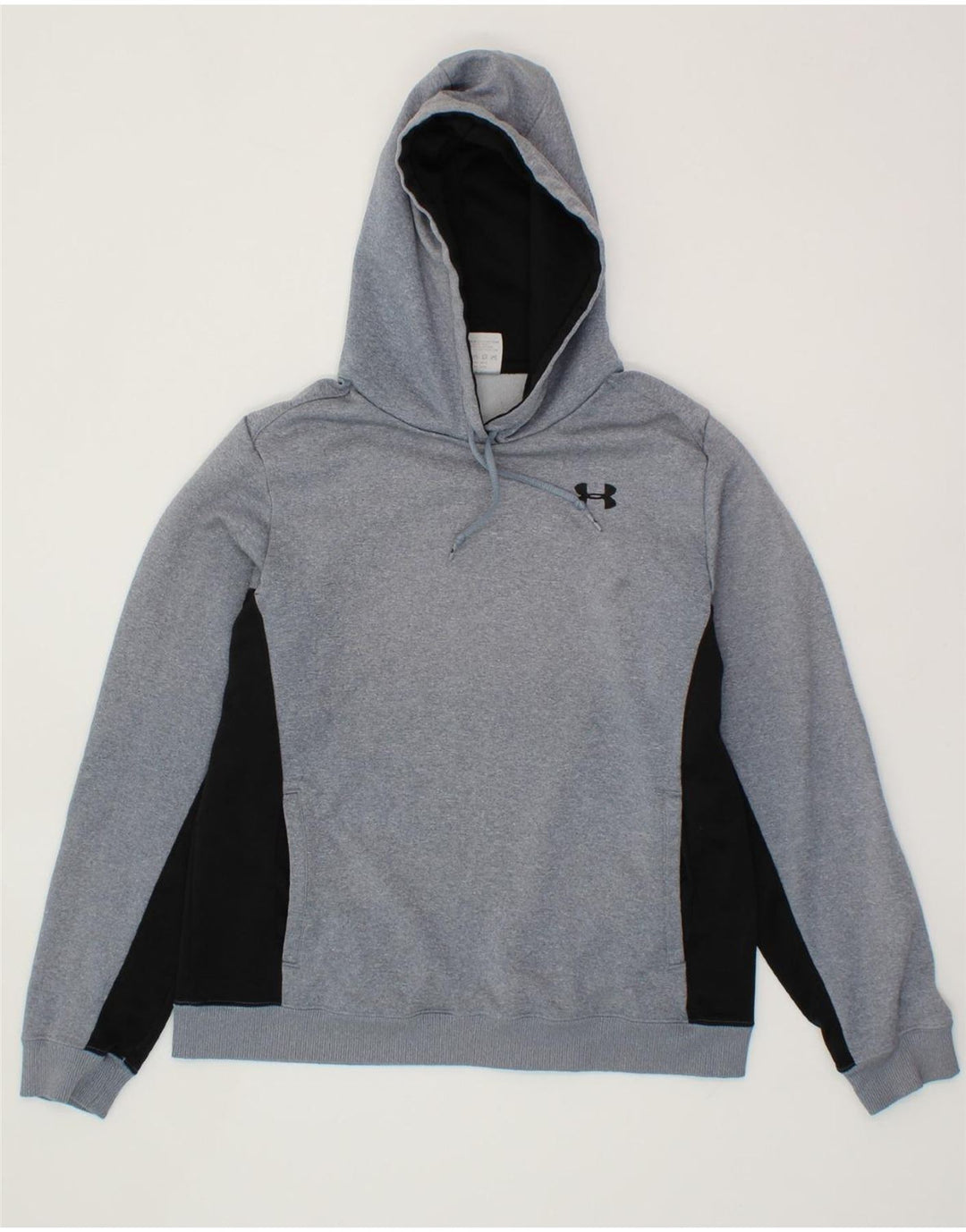 UNDER ARMOUR Womens Hoodie Jumper UK 14 Medium Blue Colourblock Polyester Vintage Under Armour and Second-Hand Under Armour from Messina Hembry 