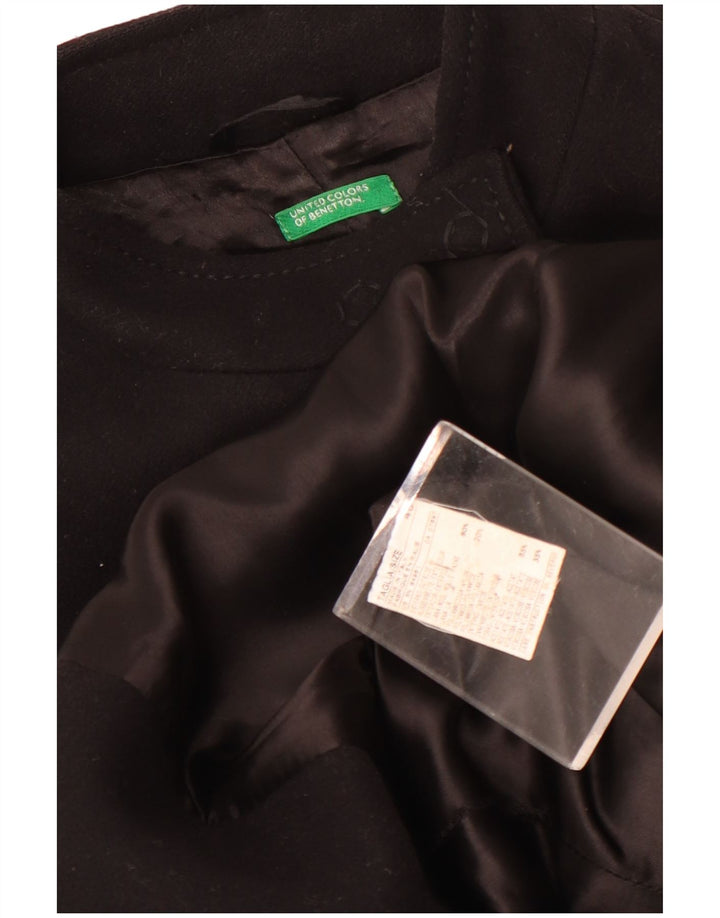 Benetton Damen Mantel IT 46 Große schwarze Wolle