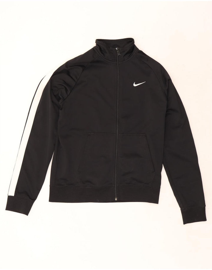 Nike Herren-Trainingsanzug-Top-Jacke aus mittelschwarzem Colourblock-Polyester