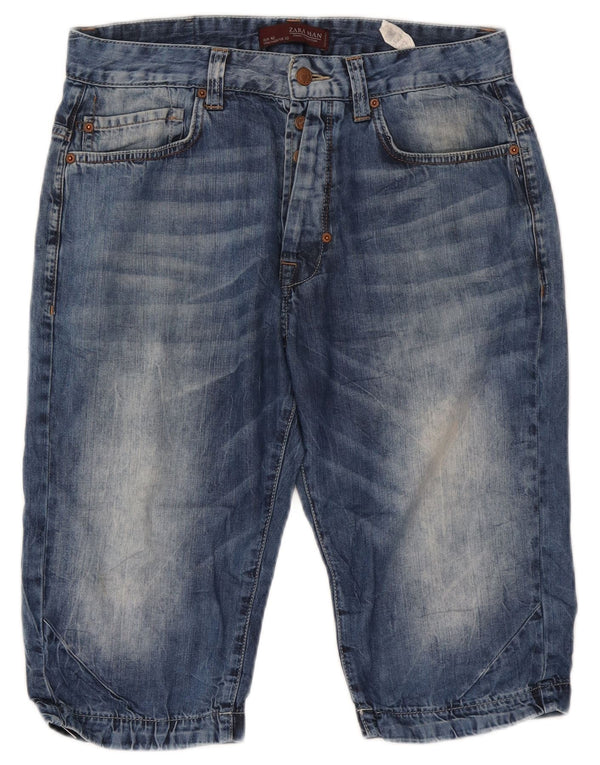 Zara Herren Denim Shorts EU 42 Large W32 Blaue Baumwolle