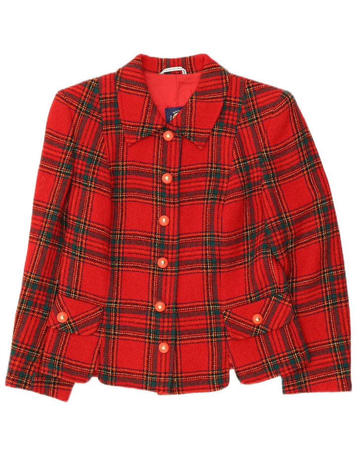 Angelo Santagostino Damen Blazerjacke mit 6 Knöpfen, UK 14, mittelrot kariert