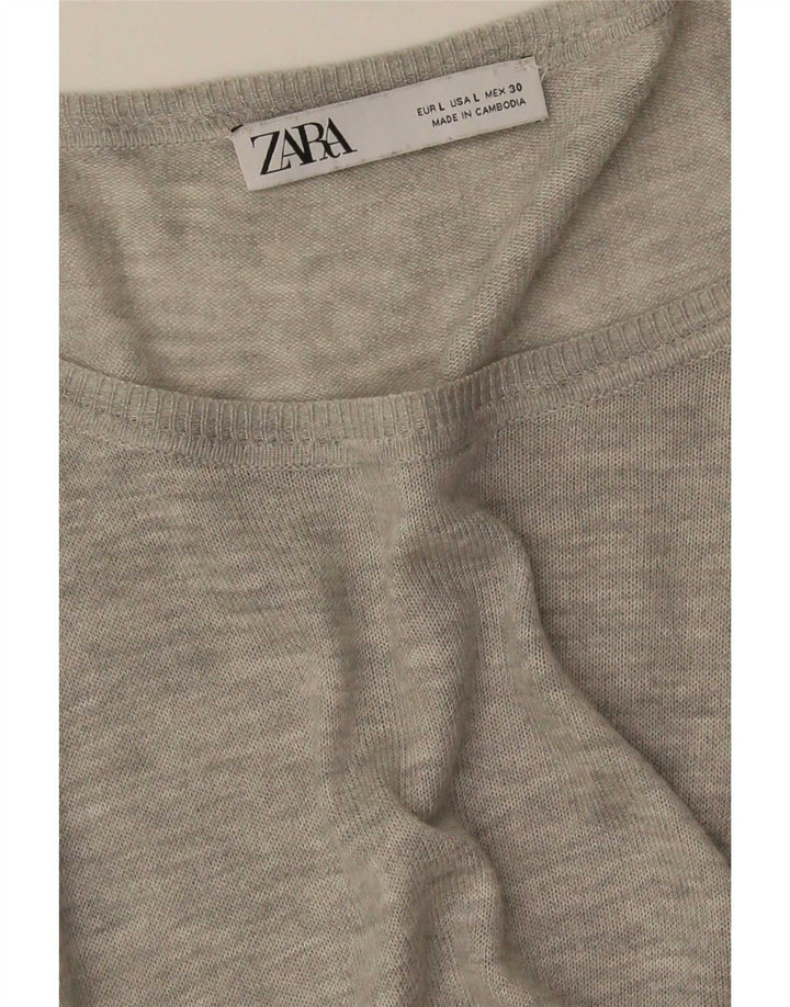 Zara Damen-Oversize-Blusenoberteil, Größe 46, Grau
