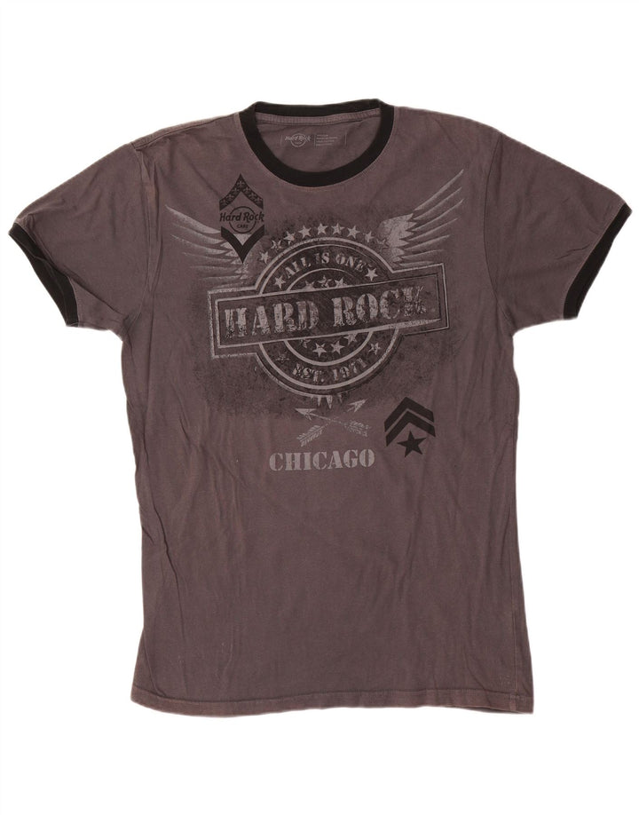 Hard Rock Cafe Herren Chicago Graphic T-Shirt-Oberteil aus mittelgrauer Baumwolle