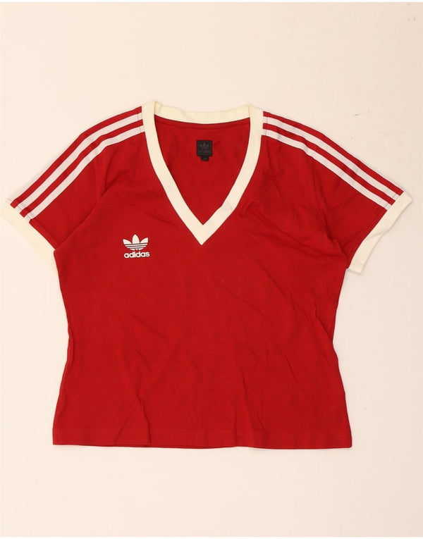 Adidas Damen T-Shirt Top IT 42 Mittelrote Baumwolle