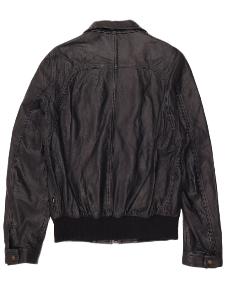 Vintage Herren Bomber Lederjacke UK 38 Medium Marineblaues Leder