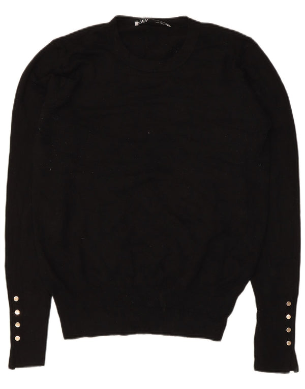 Zara Womens Crew Neck Jumper Sweater UK 12 Medium Black Viscose