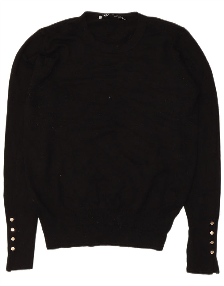 Zara Damen-Pullover mit Rundhalsausschnitt, UK 12, mittlere schwarze Viskose