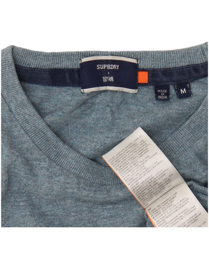 SUPERDRY Herren T-Shirt-Oberteil aus mittelblau gesprenkelter Baumwolle