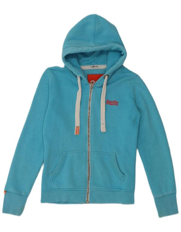 Superdry Damen-Kapuzenpullover mit Reißverschluss, Gr. 10, Größe S, Blau, Baumwolle