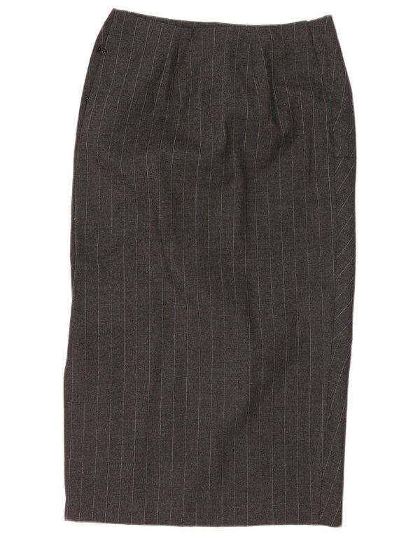 Vintage Damen Midirock Groß W32 Grauer Nadelstreifen