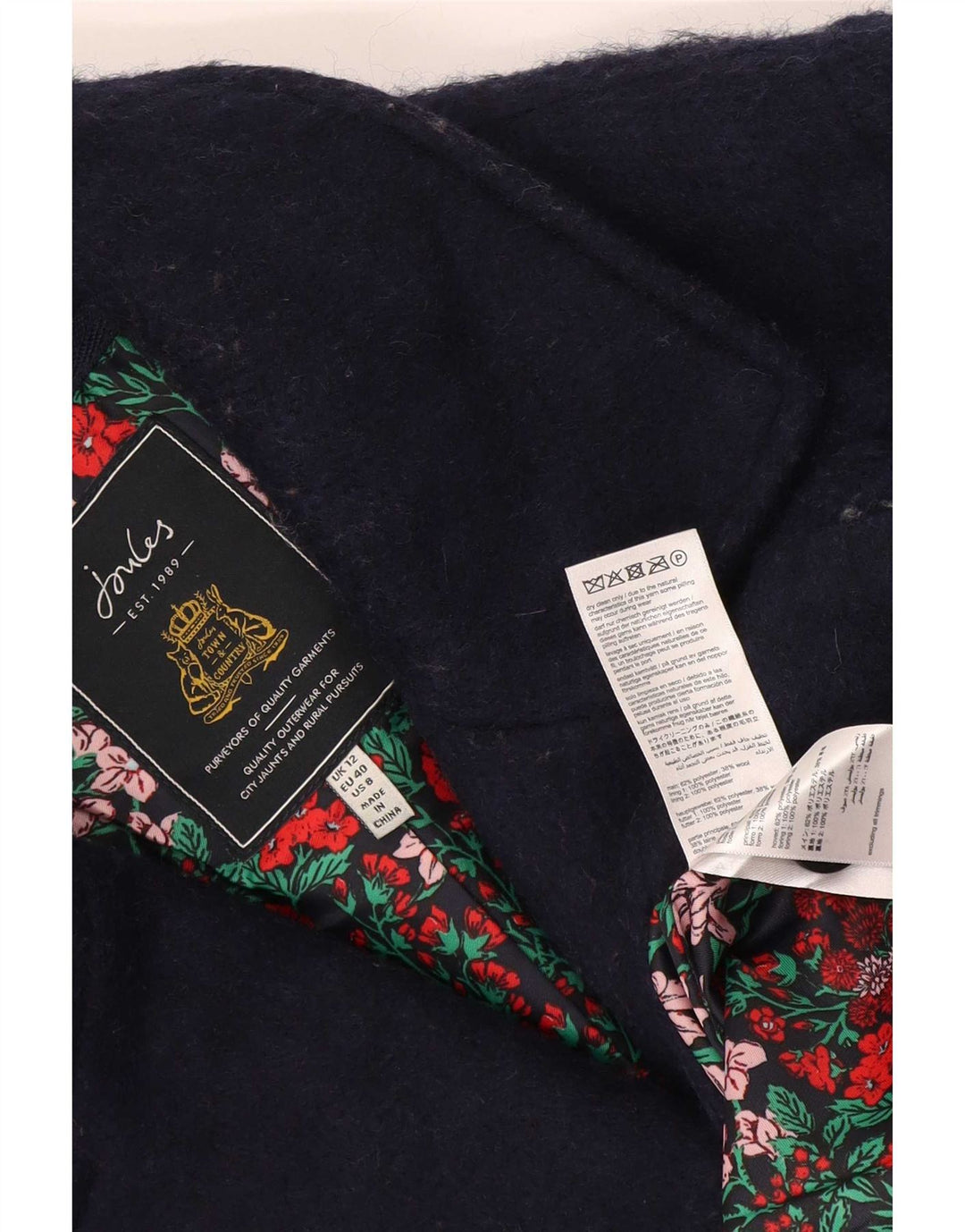 Joules Damen Pea Coat UK 12 Medium Marineblau Polyester